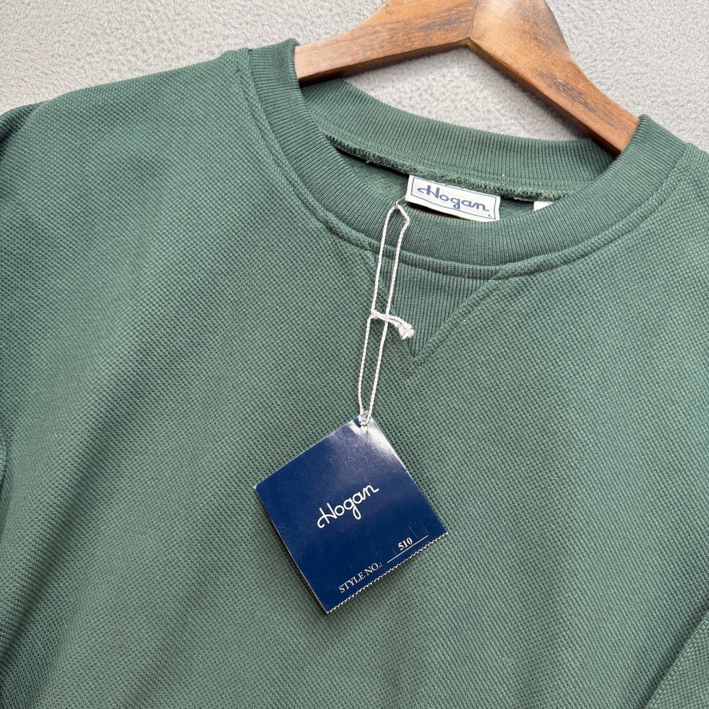 Hogan 510 Waffle Knit Sweatshirt Mens L Green Cotton Crewneck Pullover NWT